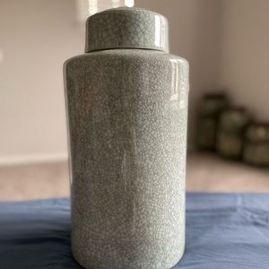 Benzara ceramic covered jar 14” tall